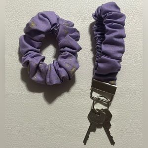 Handmade scrunchie and keychain wristlet.